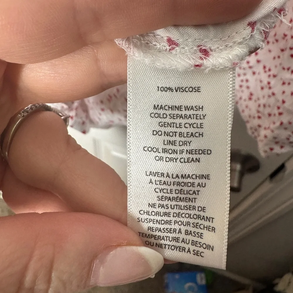 BeachLunchLounge Tiny Heart Novelty Print Long Sleeve Viscose Button Down Size L - Picture 5 of 6